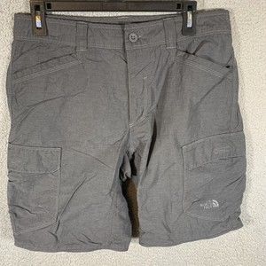 The North Face Hiking Cargo Shorts Grey Nylon Mens Size 32